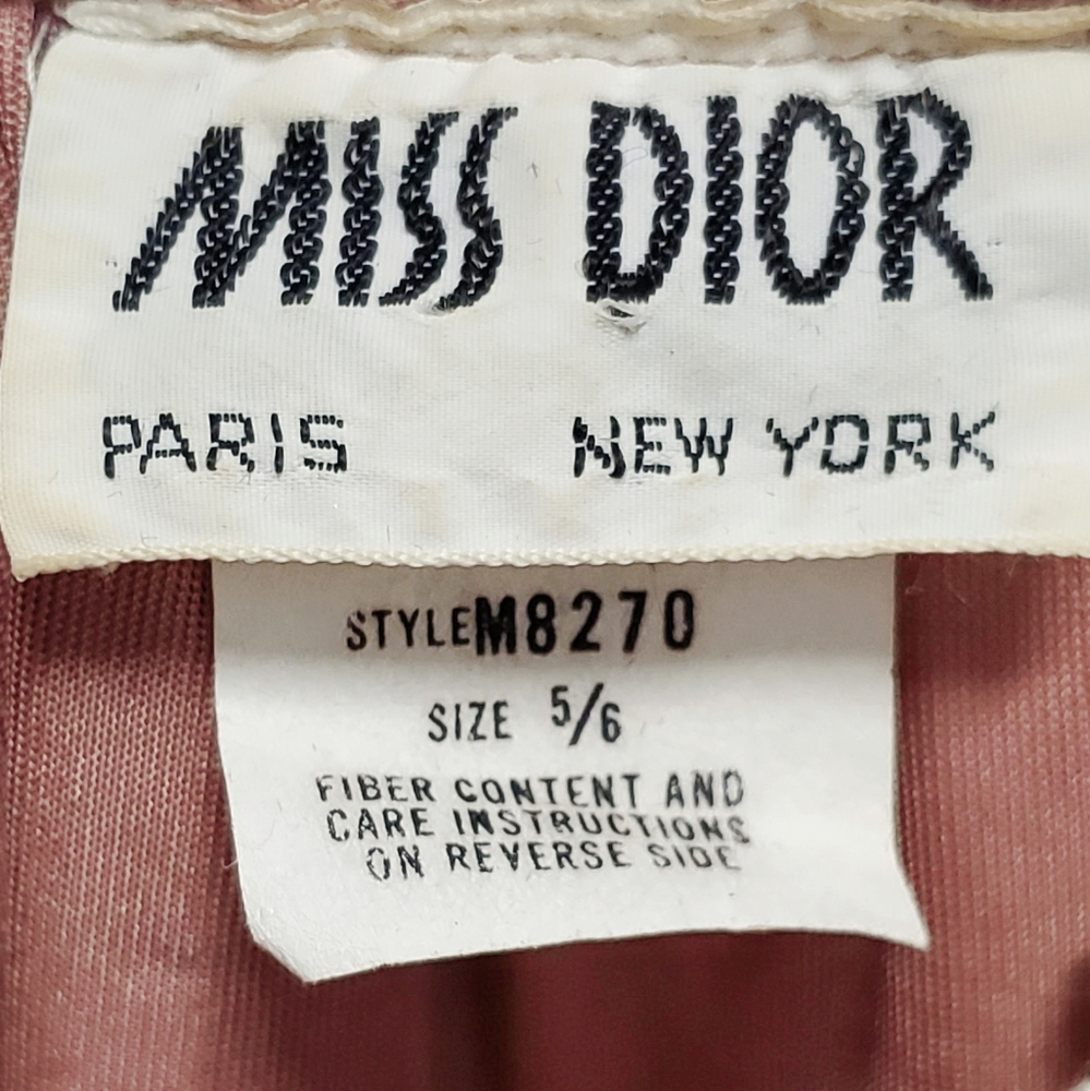 MISS DIOR • 1970's Vintage Miss Dior satin night gown dress With Flutter Sleeves - Picture 8 of 8
